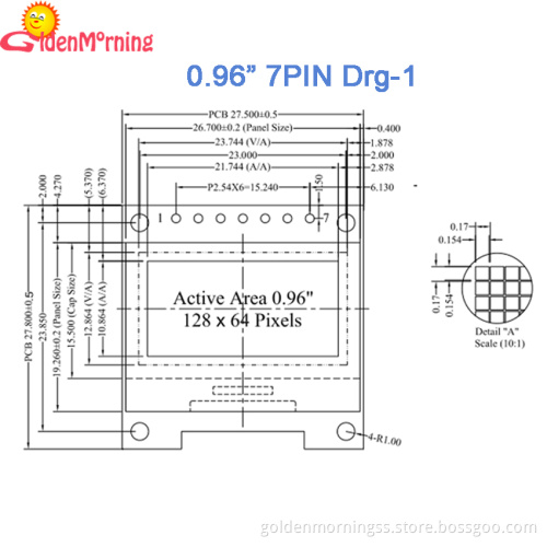 0.96" OLED display module , 128 x 64 pixels resolution, yellow and blue